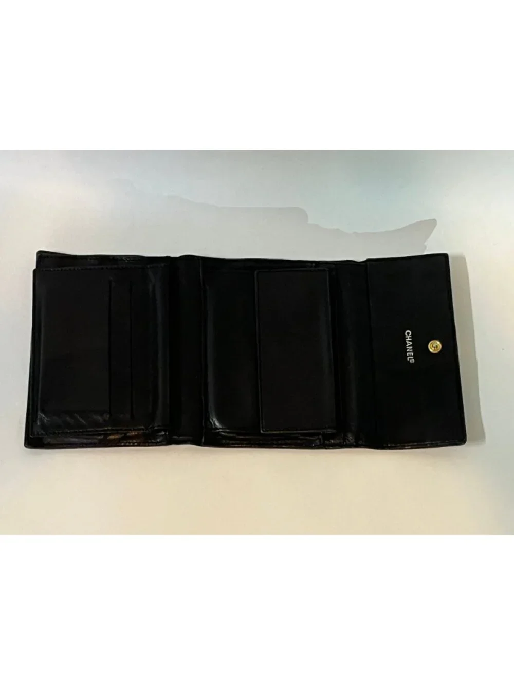 Authentic Chanel Chocolate Bar matelasse square-quilted compact trifold wallet